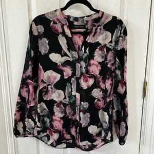 Black and pink flowered blouse
